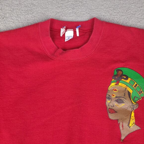 Vintage Jerzees Sweatshirt Adult XL Red Nubian Queen Art Crewneck USA Made - Picture 2 of 15